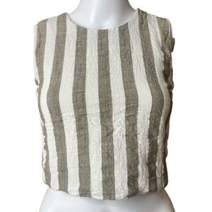 JOA Striped Sleeveless Top - Brown and White Size XS